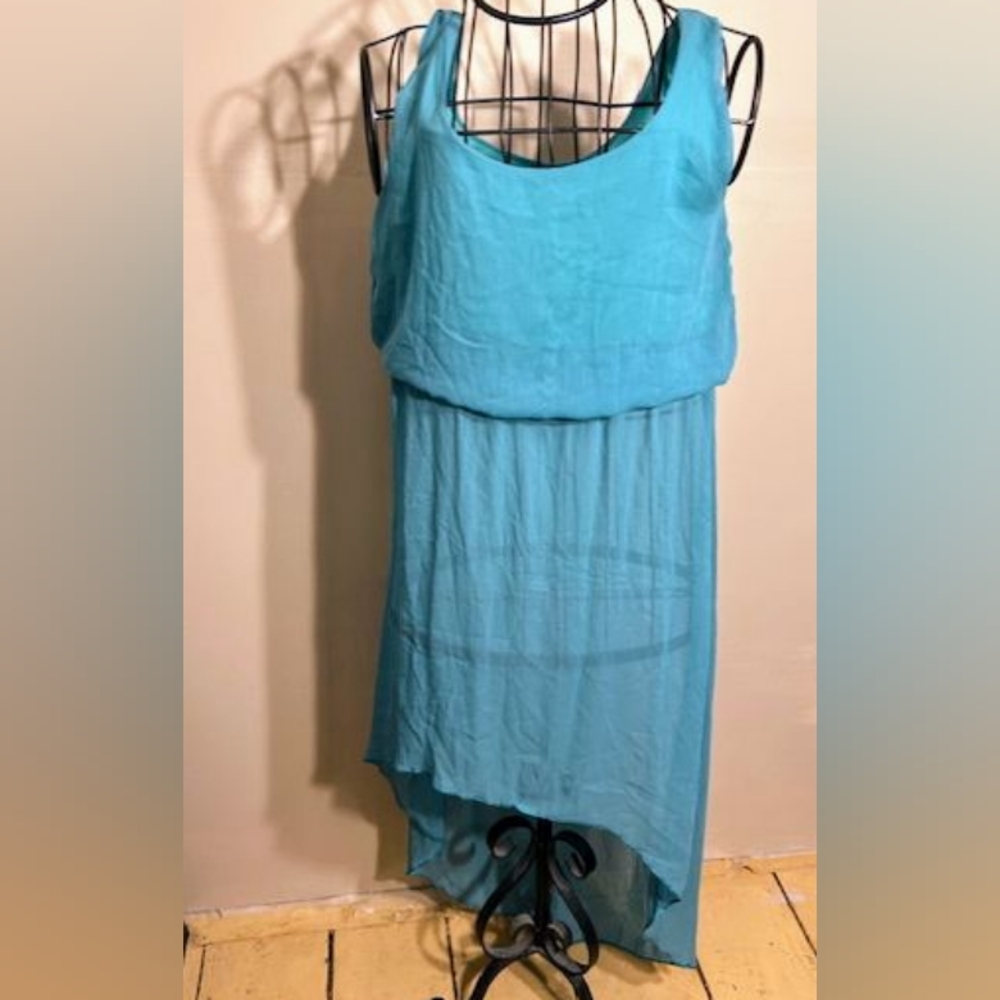 Italy size small womens dressgreen blue  casual high low  pretty casual summer